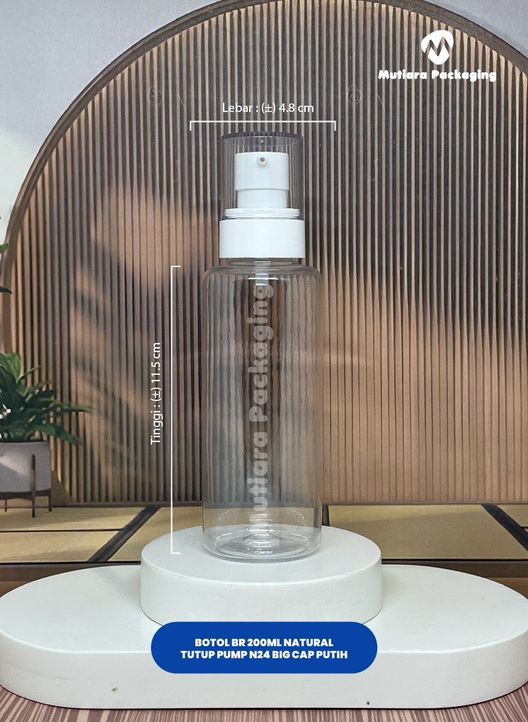 BOTOL BR 200ML NATURAL PUMP N24 BIG CAP PUTIH