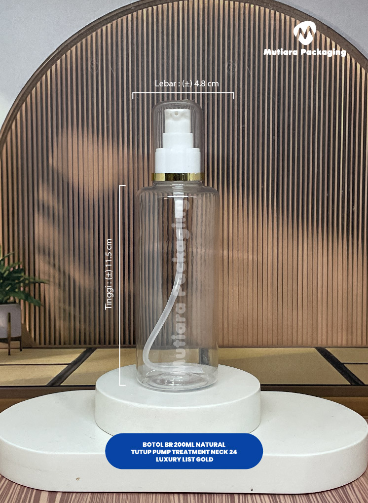 BOTOL BR 200ML NATURAL  TREATMENT PUMP NECK 24 LUXURY LIST GOLD