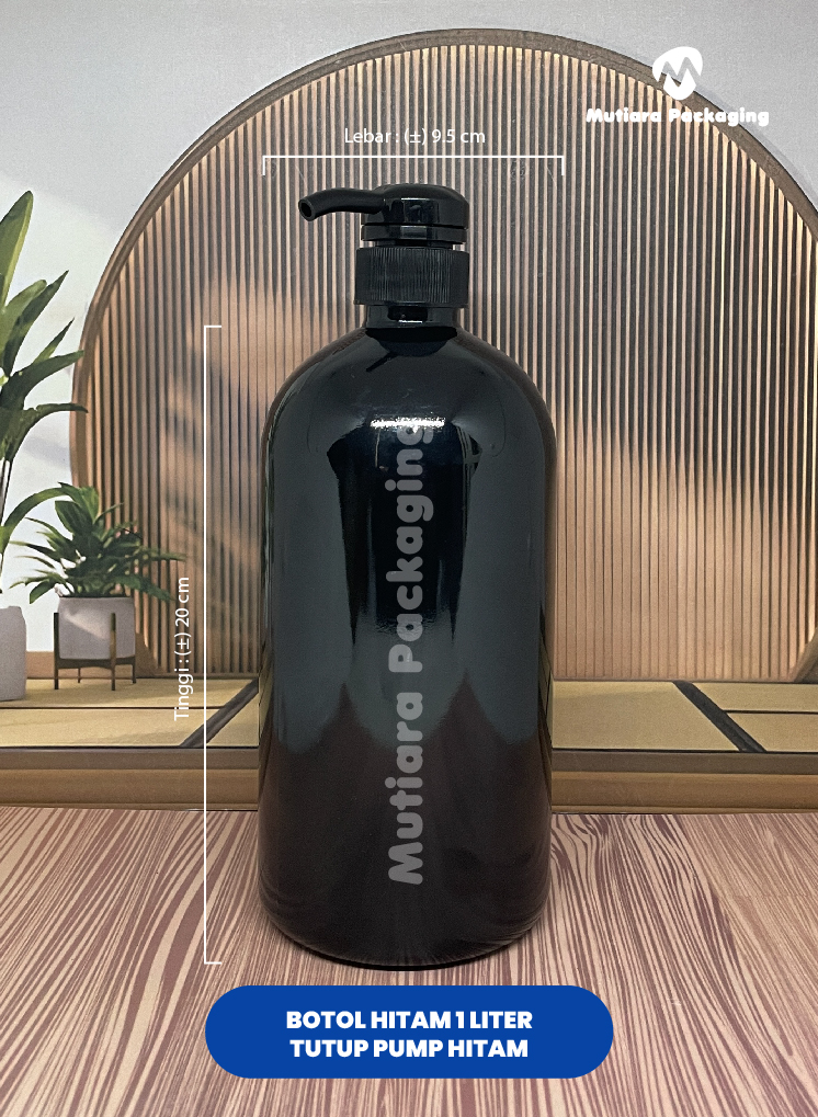 BOTOL 1 LITER HITAM TUTUP PUMP HITAM