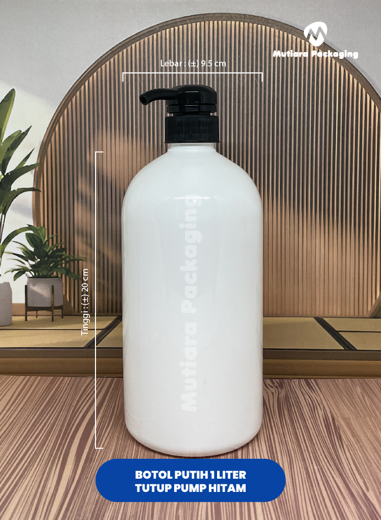 BOTOL 1 LITER PUTIH TUTUP PUMP HITAM